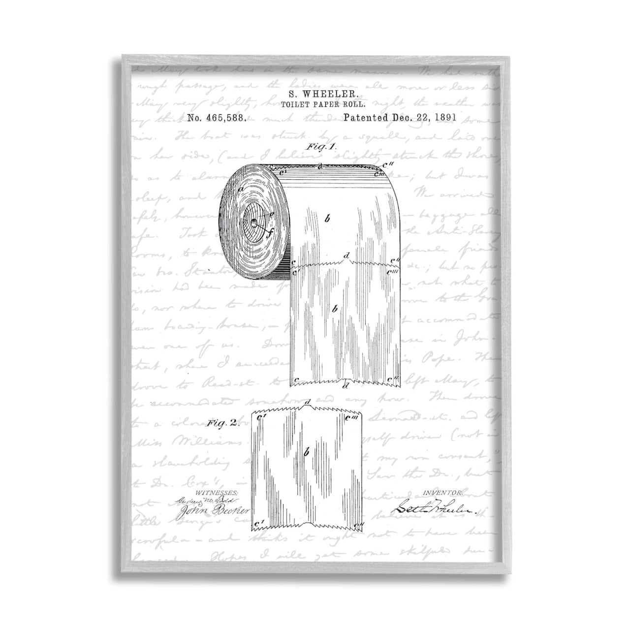 Stupell Industries Toilet Paper Roll Patent Black And White Bathroom Design Framed Wall Art
